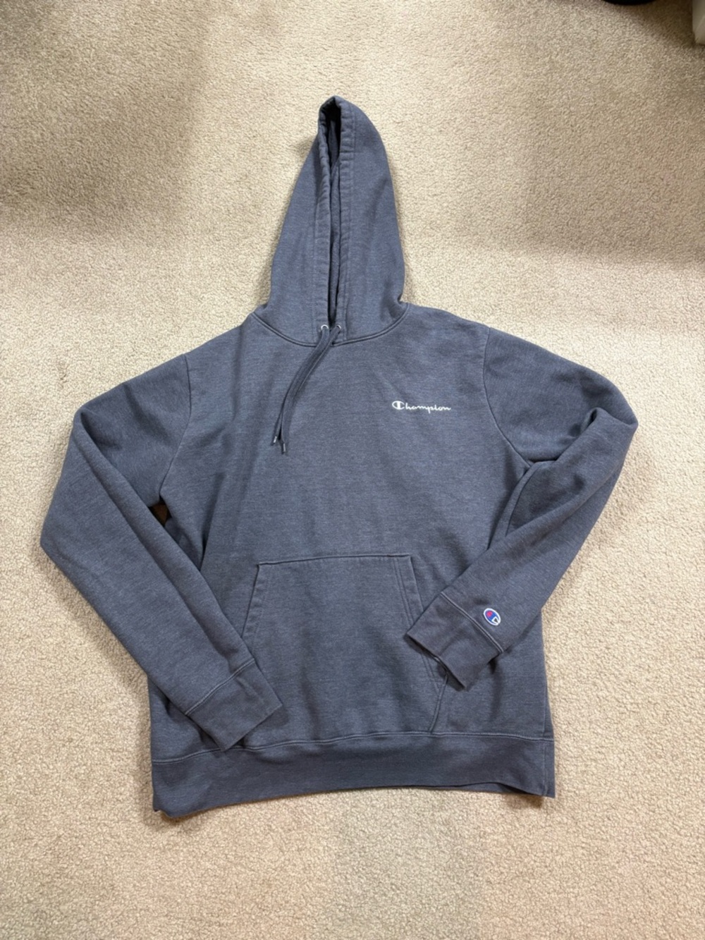 Champion Men's Charcoal Hoodie with Script Logo